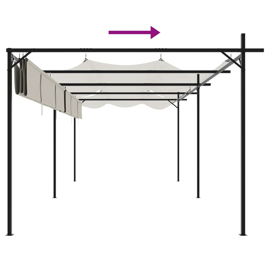 vidaXL Pergola ze zwijanym dachem, kremowa, 589x292x230 cm
