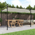 vidaXL Pergola ze zwijanym dachem, kremowa, 589x292x230 cm