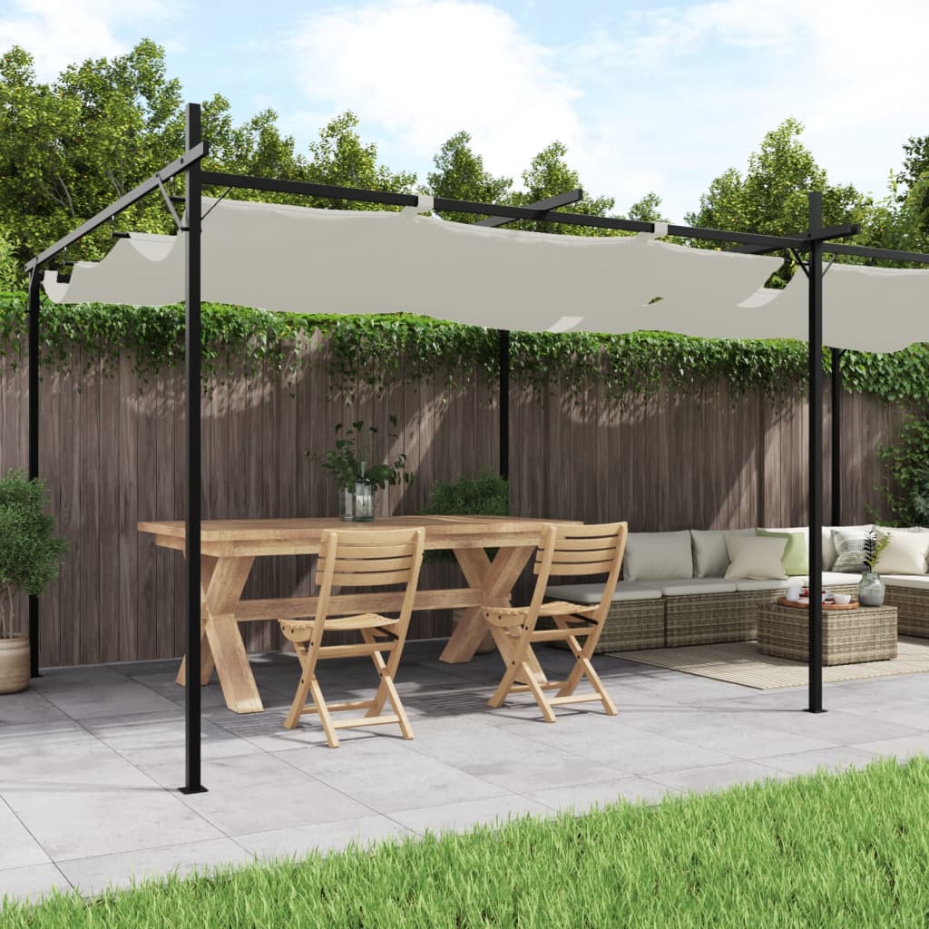 vidaXL Pergola ze zwijanym dachem, kremowa, 589x292x230 cm