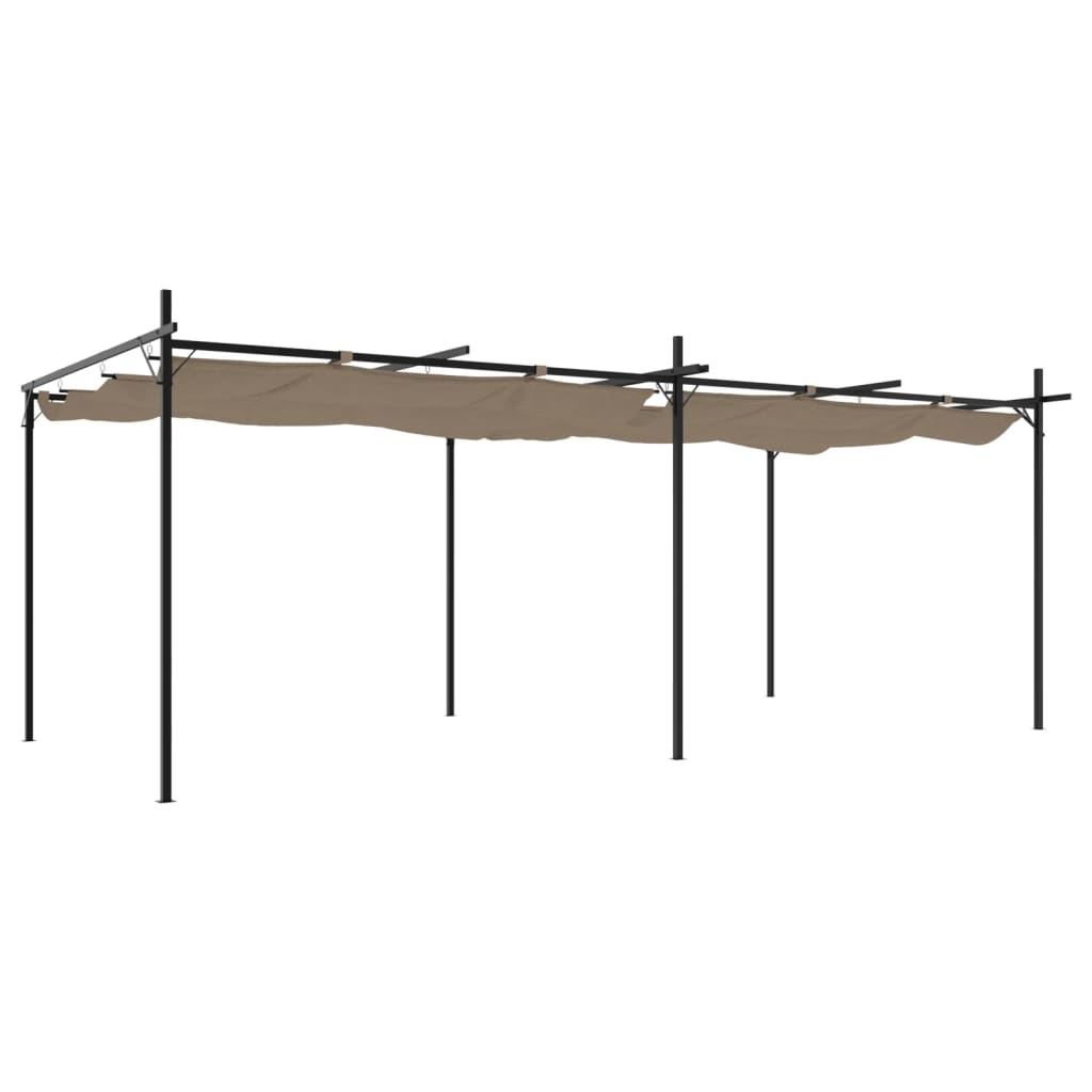 vidaXL Pergola ze zwijanym dachem, taupe, 589x292x230 cm