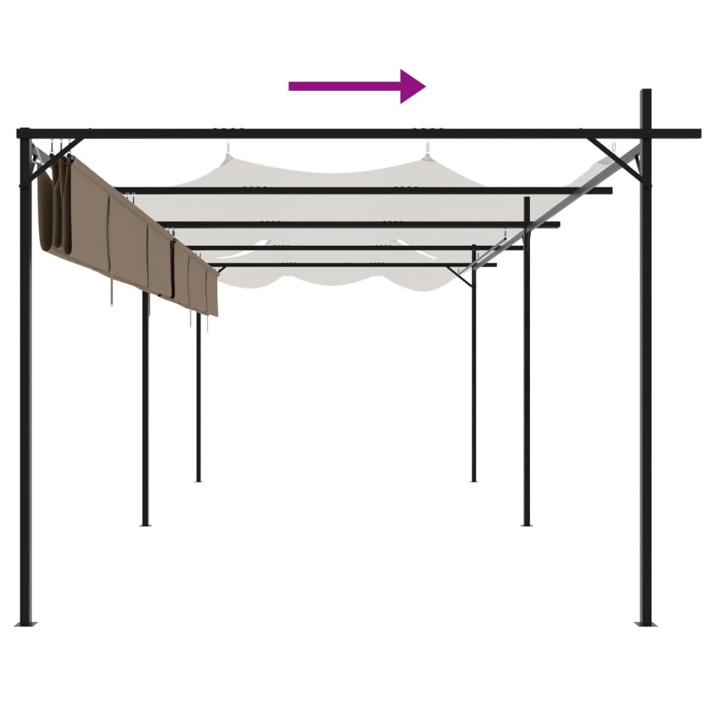 vidaXL Pergola ze zwijanym dachem, taupe, 589x292x230 cm