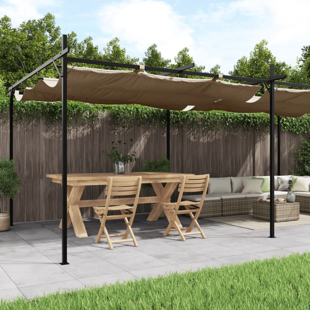 vidaXL Pergola ze zwijanym dachem, taupe, 589x292x230 cm