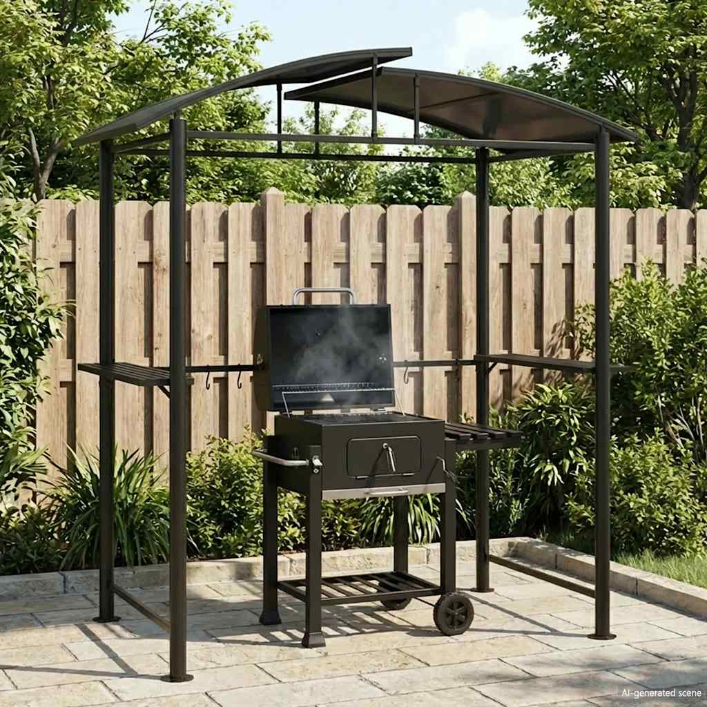 vidaXL Altana grillowa z półkami, antracytowa, 210x114x230 cm, stal