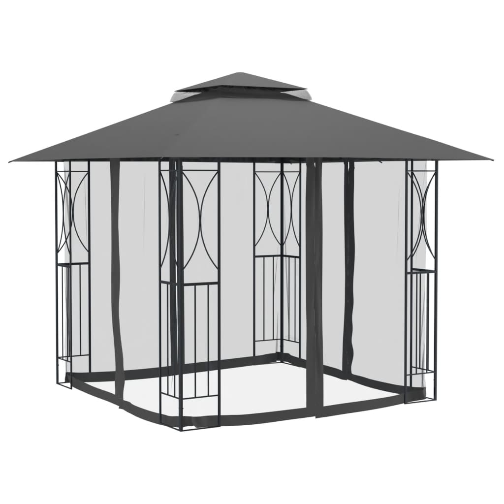 vidaXL Altana ze ściankami, antracytowa, 300x300x270 cm, stal