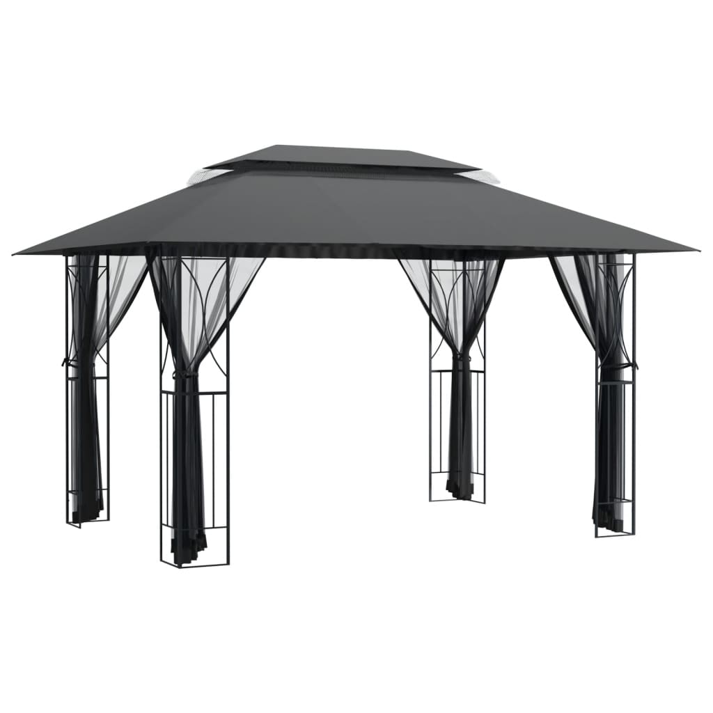 vidaXL Altana z dachem, antracytowa, 400x300x270 cm, stal
