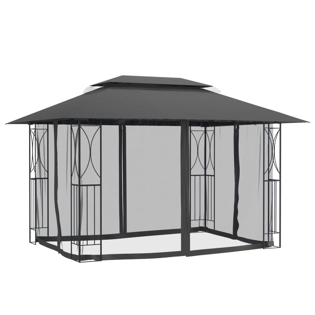vidaXL Altana z dachem, antracytowa, 400x300x270 cm, stal