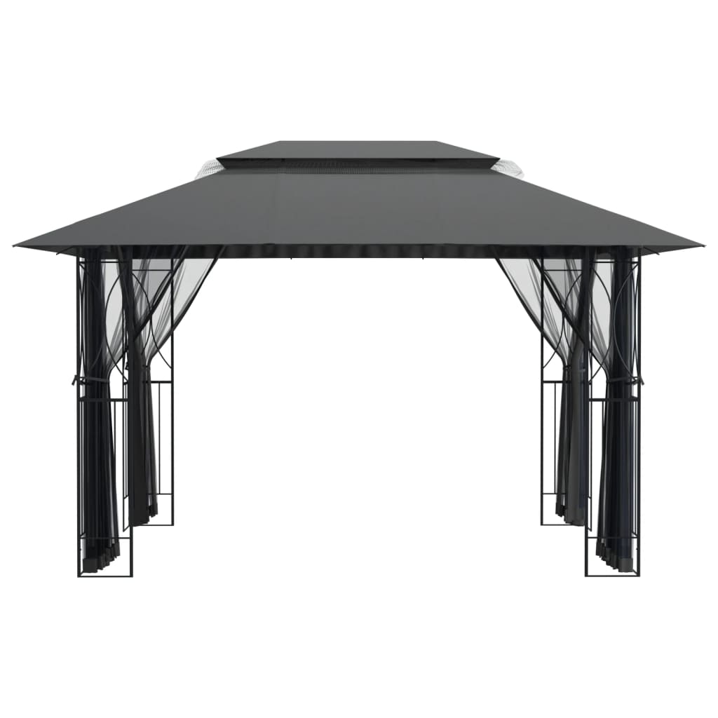 vidaXL Altana z dachem, antracytowa, 400x300x270 cm, stal