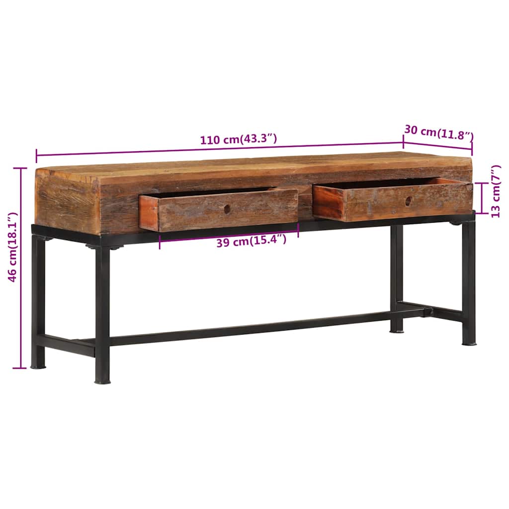 vidaXL Szafka pod telewizor, 110x30x46 cm, lite drewno z odzysku