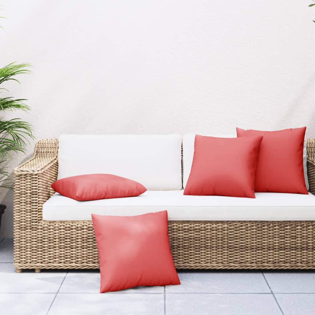 vidaXL Poduszki na sofę, 4 szt., czerwone, 50x50 cm, tkanina
