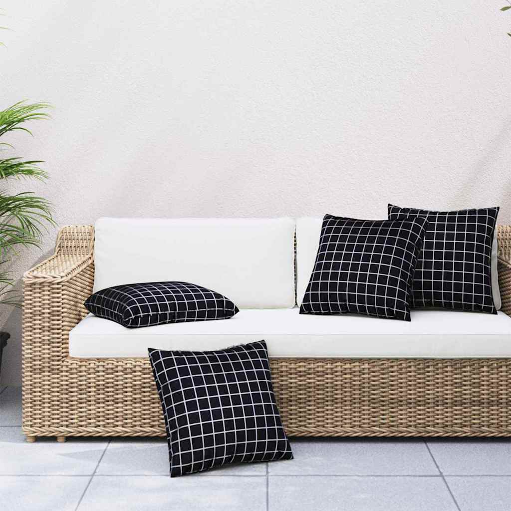 vidaXL Poduszki rozrzucone Kratka 4 pcs Czarna kratka 50 x 50 cm