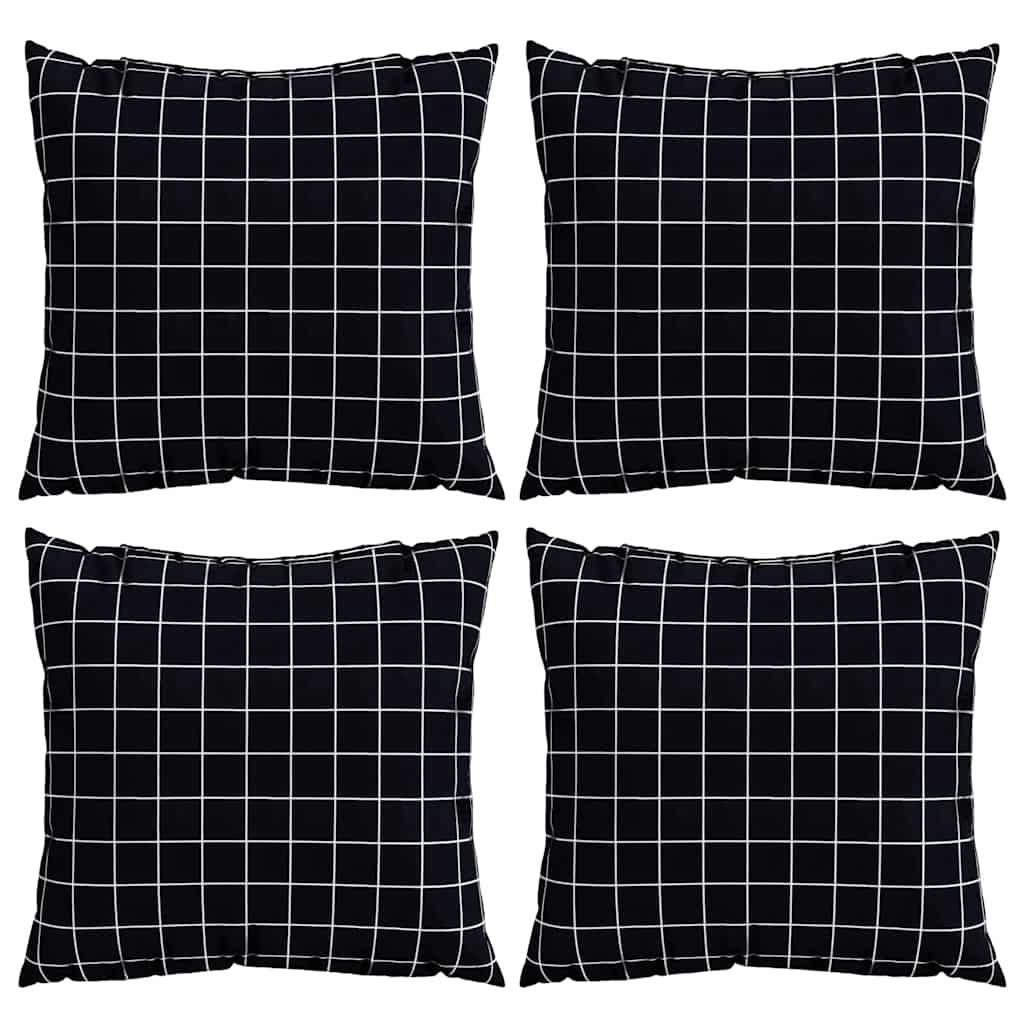 vidaXL Poduszki rozrzucone Kratka 4 pcs Czarna kratka 60 x 60 cm