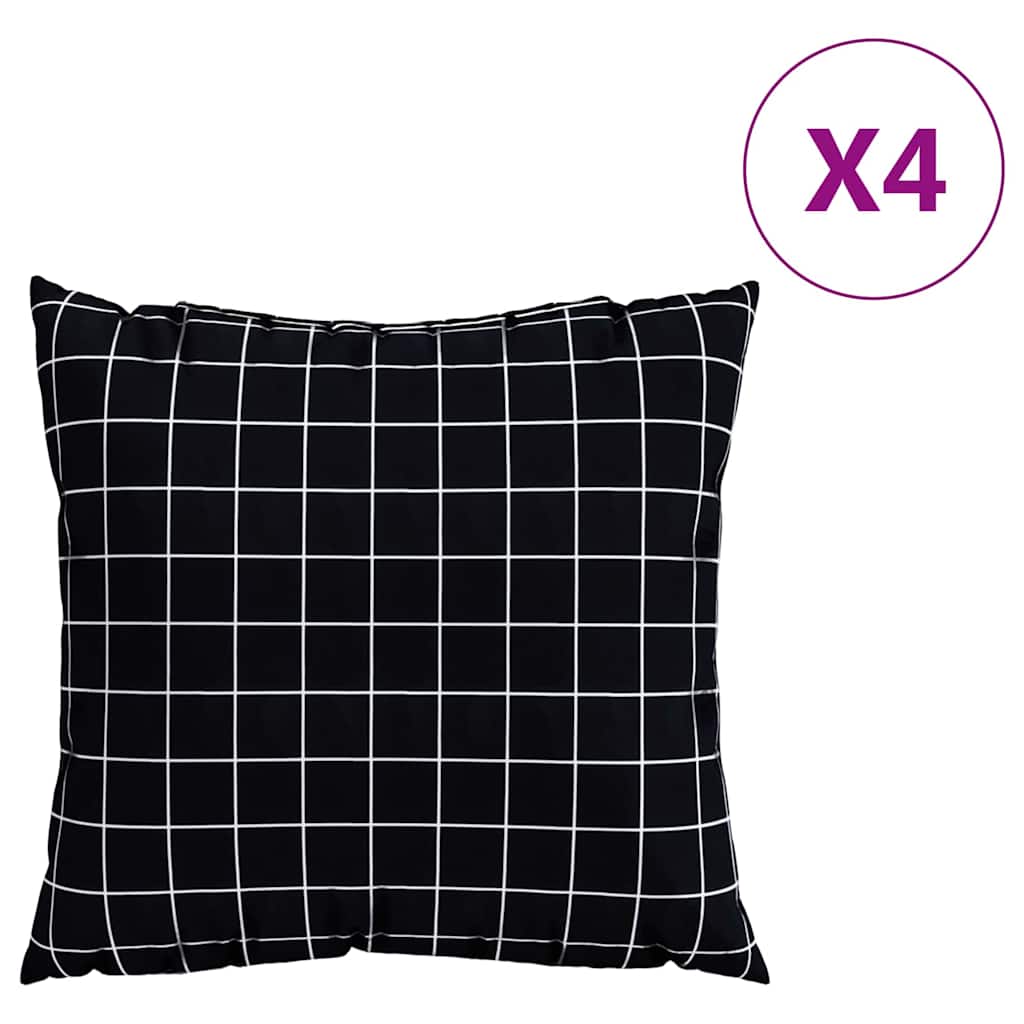 vidaXL Poduszki rozrzucone Kratka 4 pcs Czarna kratka 60 x 60 cm