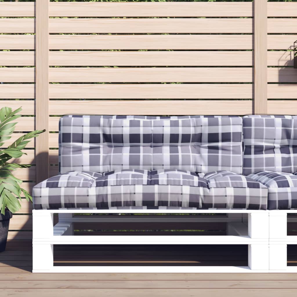 vidaXL Poduszka na paletę, szara krata, 120x40x12 cm, tkanina