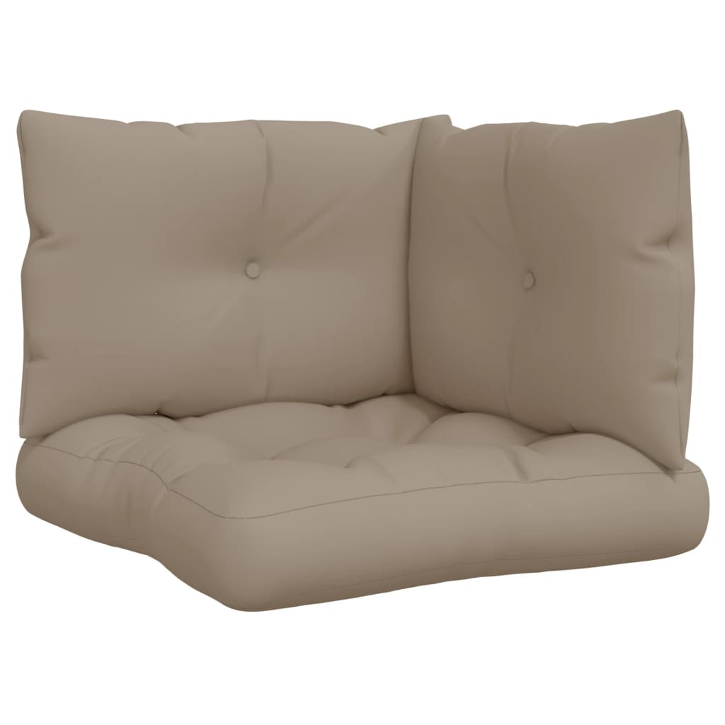 vidaXL Poduszki na palety, 3 szt., kolor taupe, tkanina