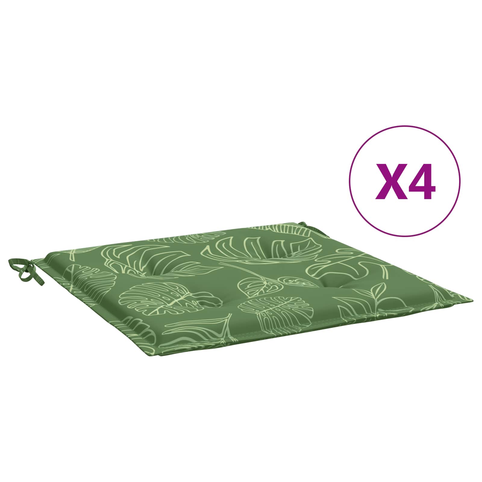 vidaXL Poduszki na krzesła 4 szt. Zielony i Biały 50 x 50 x 4 cm