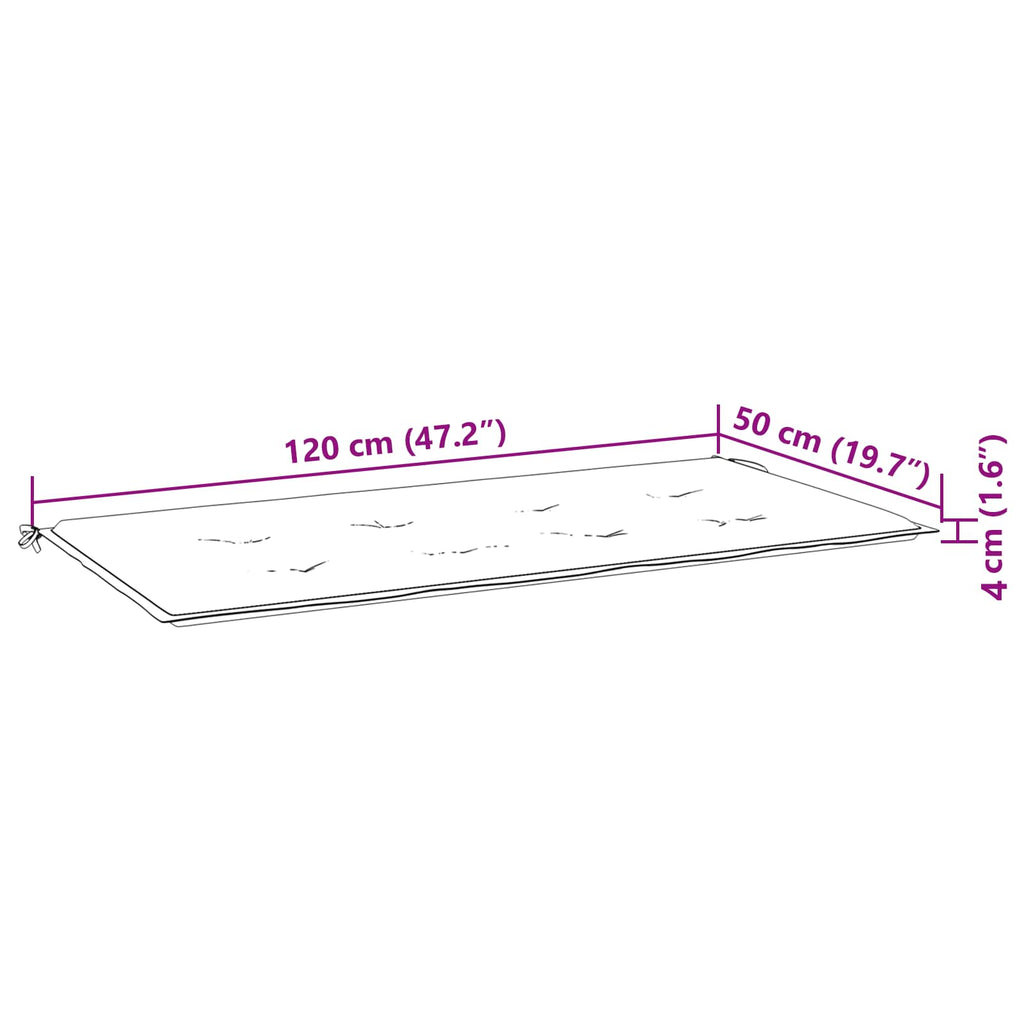 vidaXL Poduszka na ławkę Turkusowy 120 x 50 x 3 cm Materiał Oxford