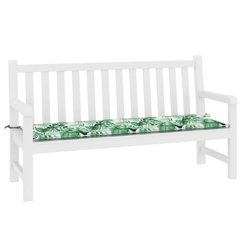 vidaXL Poduszka na ławkę Wzór w liście 150 x 50 x 3 cm Materiał Oxford