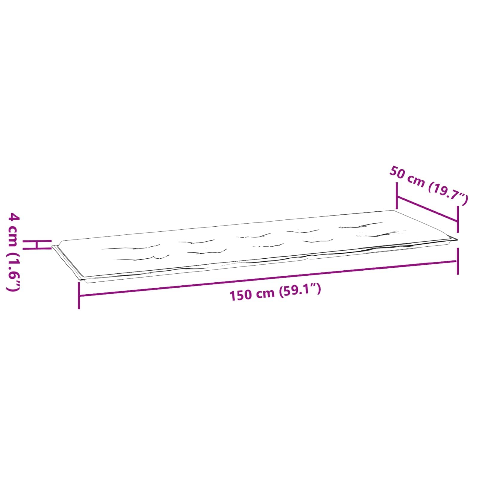 vidaXL Poduszka na ławkę Wzór w liście 150 x 50 x 3 cm Materiał Oxford