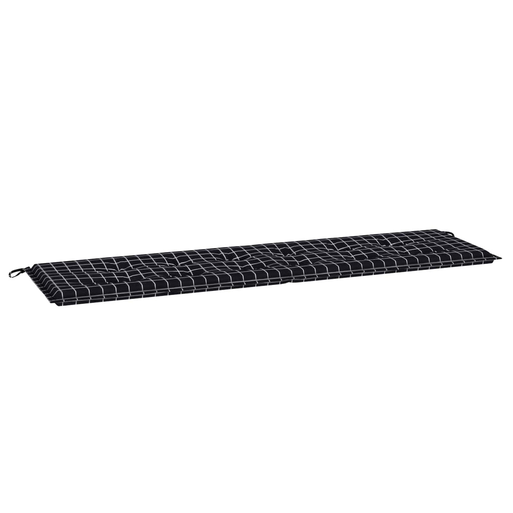 vidaXL Poduszka na ławkę Materiał Oxford Czarna kratka 150 x 50 x 3 cm