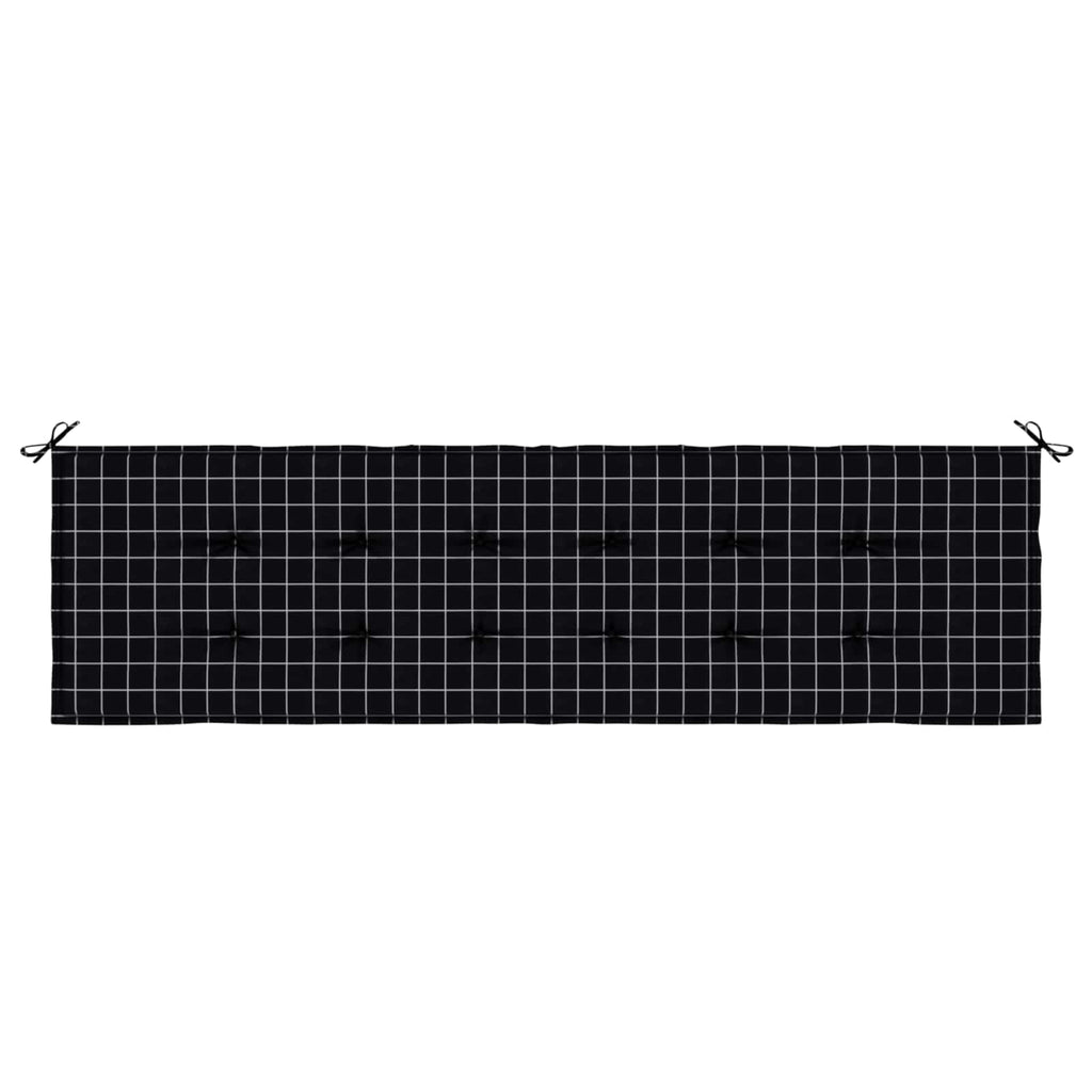 vidaXL Poduszka na ławkę Materiał Oxford Czarna kratka 150 x 50 x 3 cm