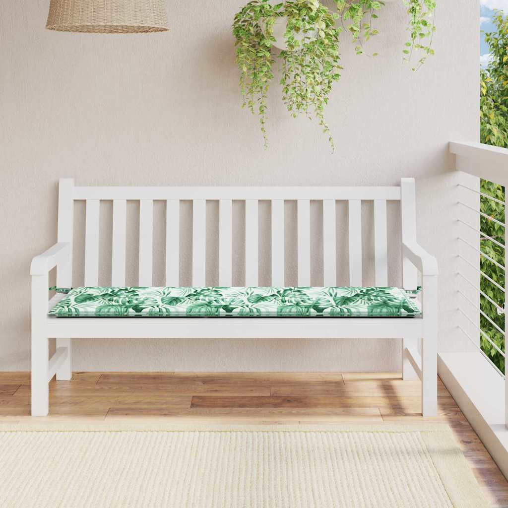 vidaXL Poduszka na ławkę Materiał Oxford Wzór liścia 200 x 50 x 3 cm