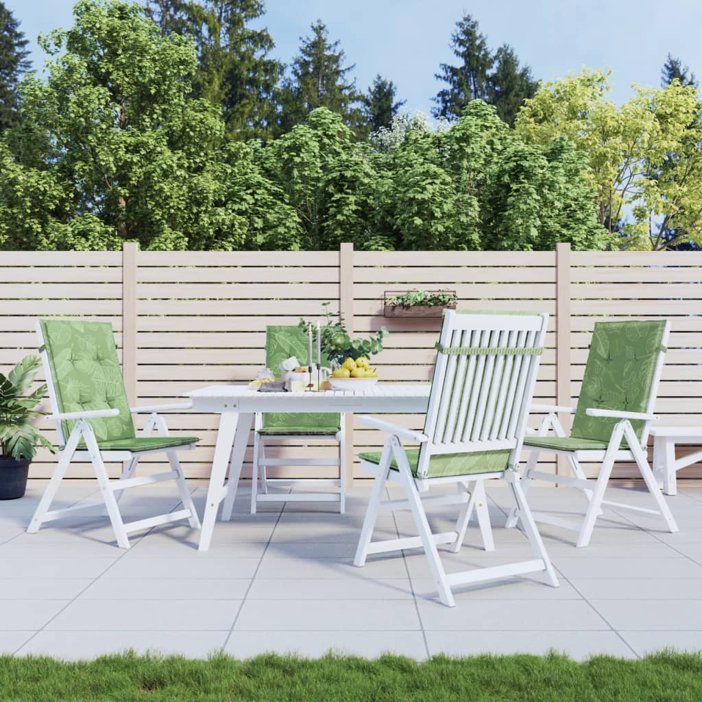 vidaXL Poduszki na krzesła ogrodowe, 4 szt., wzór w liście, tkanina