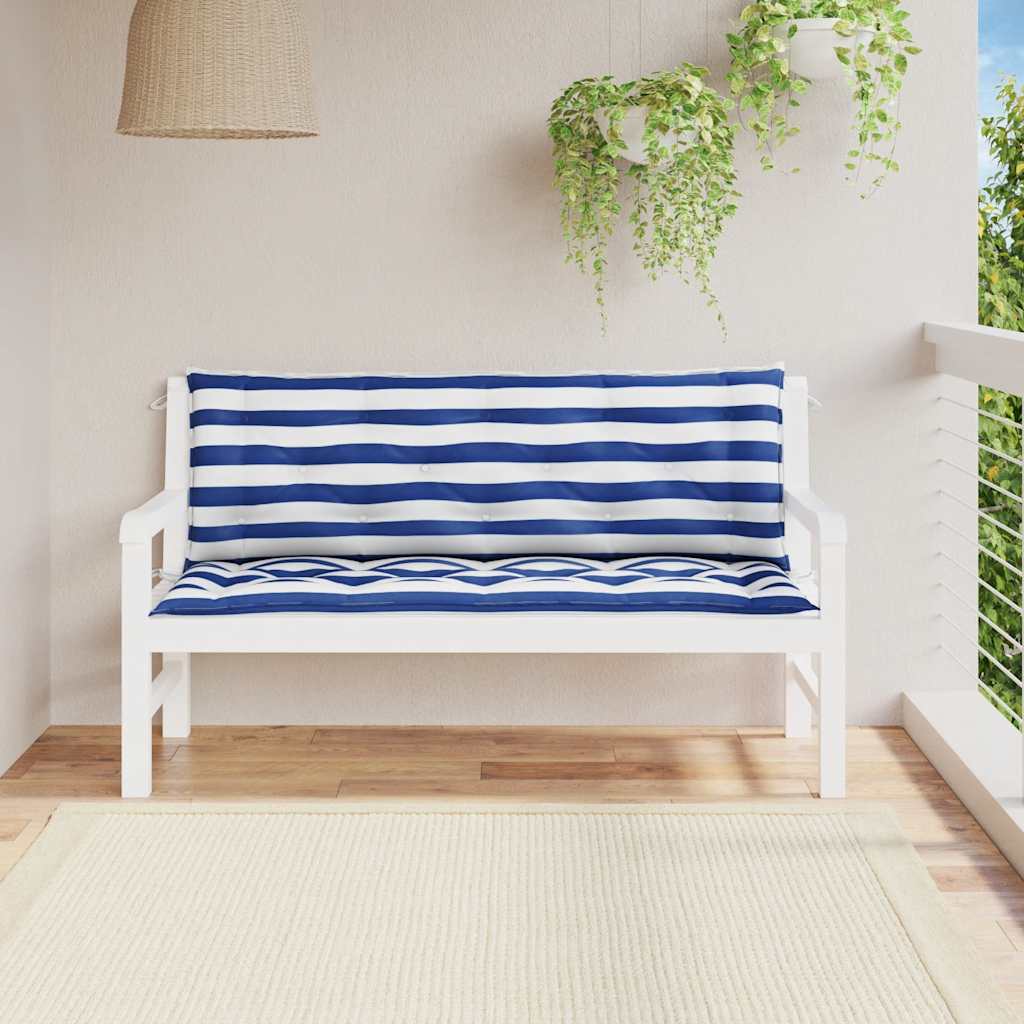 vidaXL Poduszki na ławki ogrodowe, 2 szt., w pasy, 150x50x7 cm