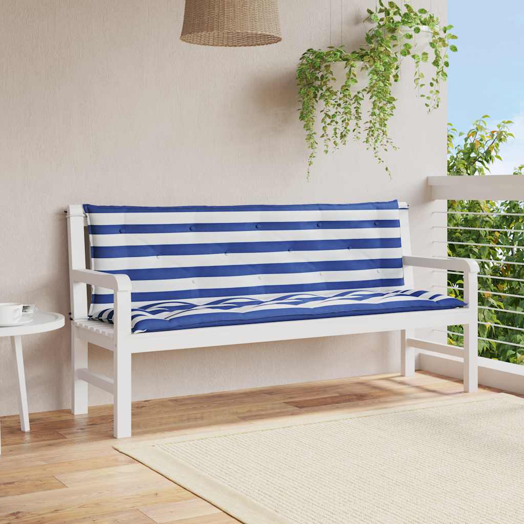 vidaXL Poduszki na ławki ogrodowe, 2 szt., w pasy, 150x50x7 cm