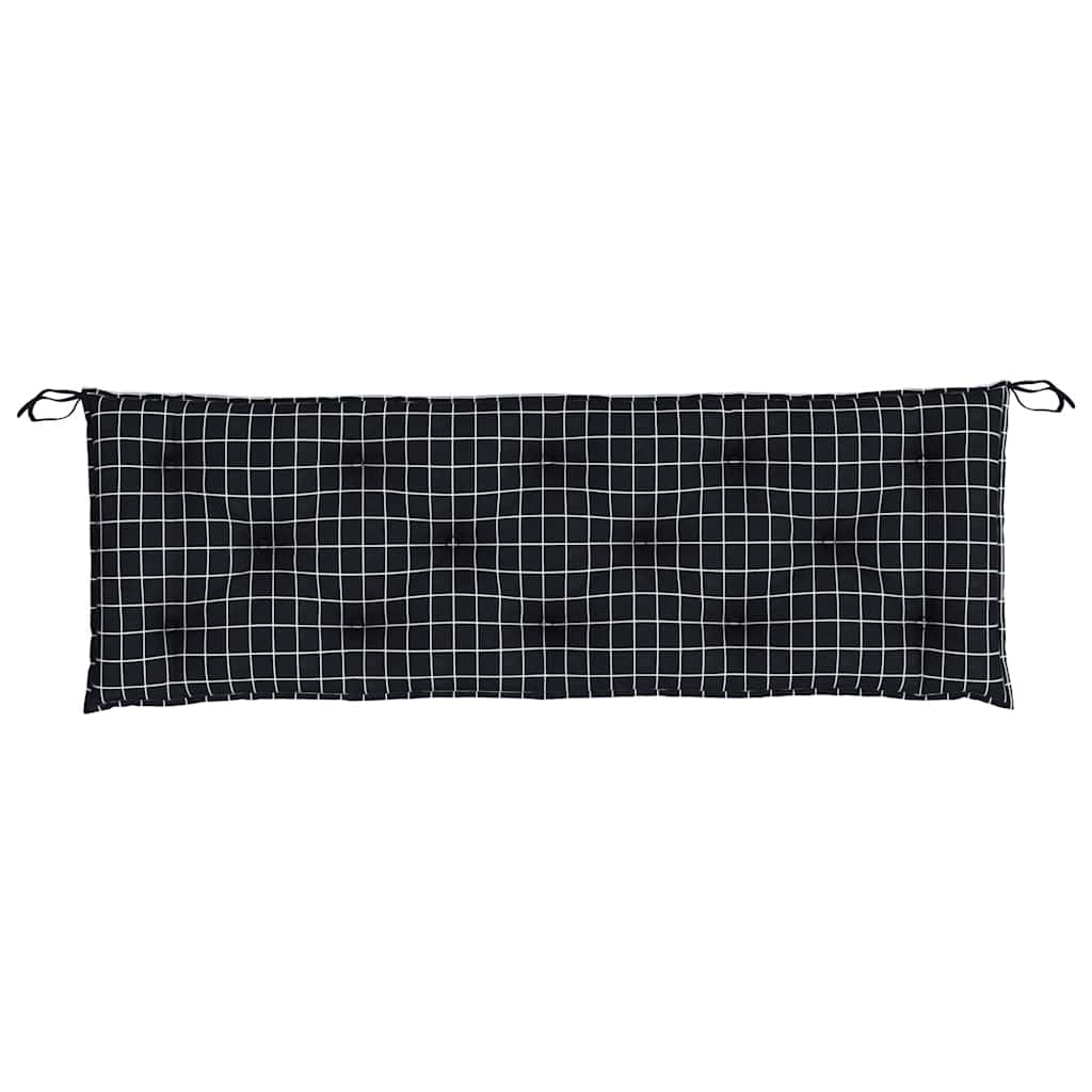 vidaXL Poduszki na ławki ogrodowe, 2 szt., czarne w kratę, 150x50x7 cm