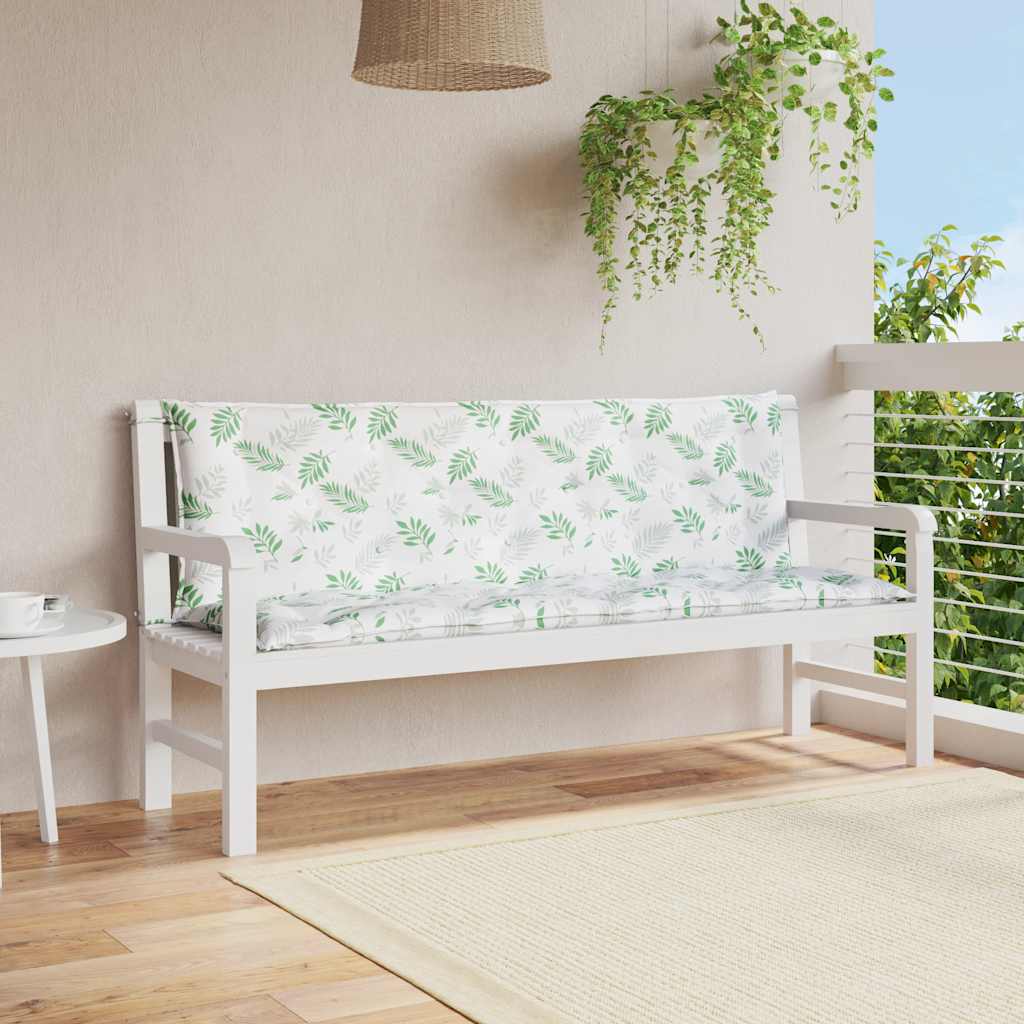vidaXL Poduszki na ławki ogrodowe, 2 szt., wzór w liście, 150x50x7 cm