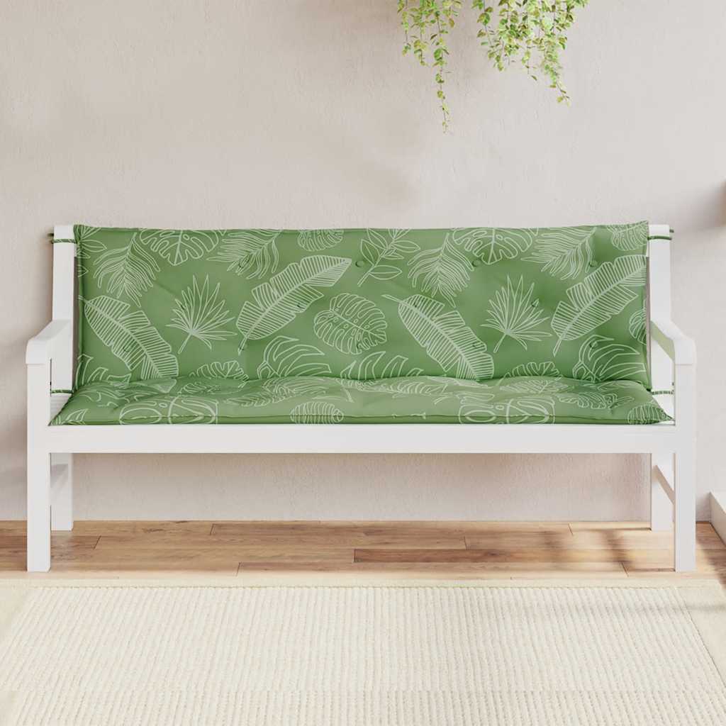 vidaXL Poduszki na ławki ogrodowe, 2 szt., wzór w liście, 150x50x7 cm