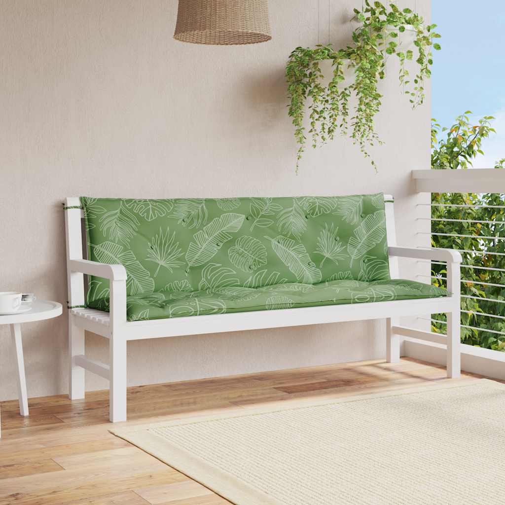 vidaXL Poduszki na ławki ogrodowe, 2 szt., wzór w liście, 150x50x7 cm