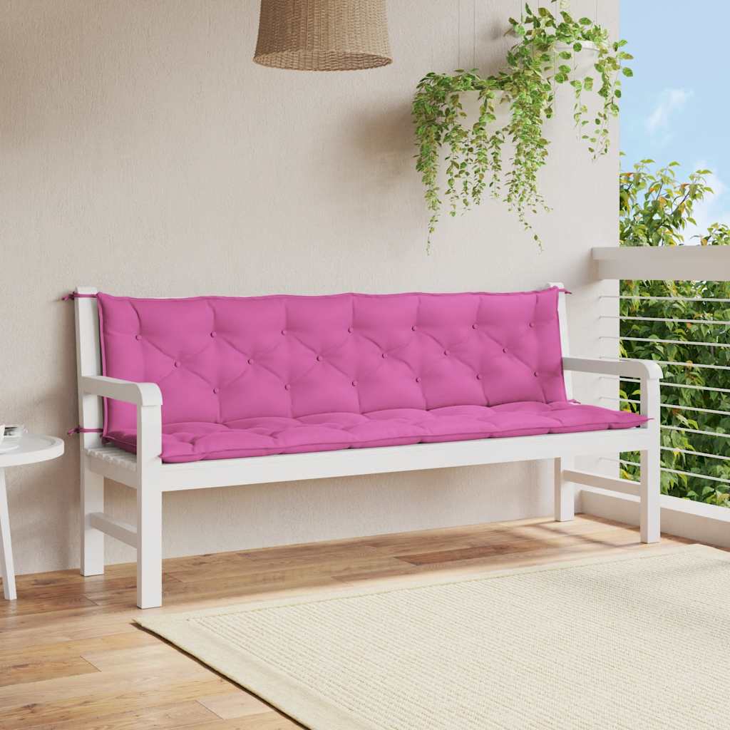 vidaXL Poduszki na ławki ogrodowe, 2 szt., różowe, 200x50x7 cm