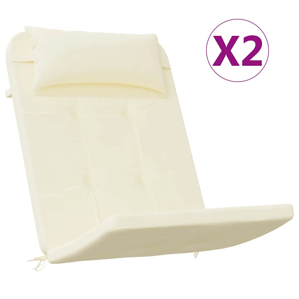 vidaXL Poduszki na krzesła Adirondack, 2 szt., kremowe, tkanina Oxford