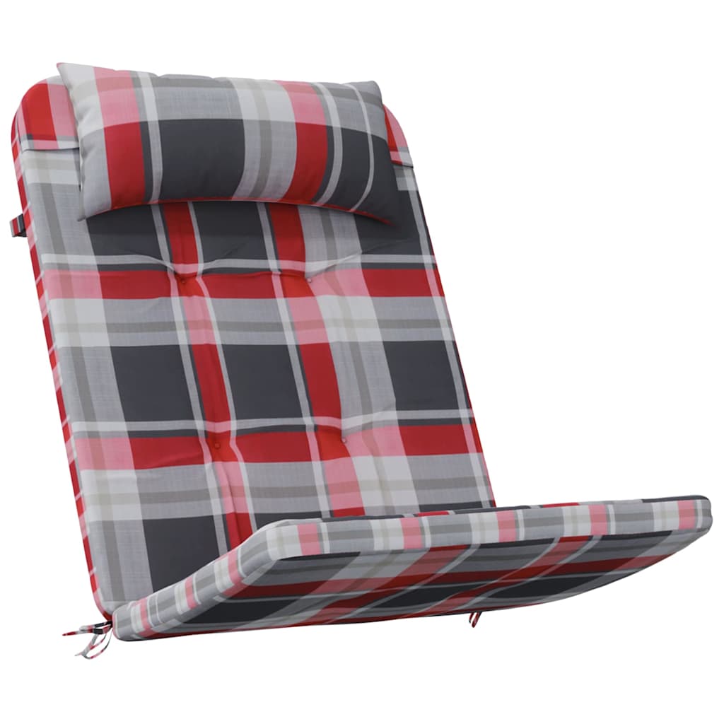 vidaXL Poduszki na krzesła 2 pcs Czerwony w kratkę 58 x 77 x 4,5 cm