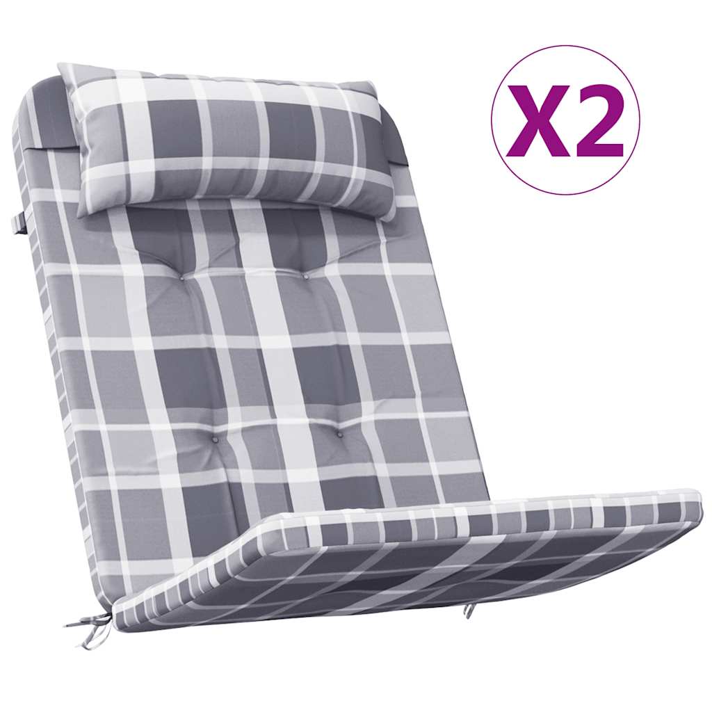 vidaXL Poduszki na krzesła Adirondack, 2 szt., szara krata, Oxford