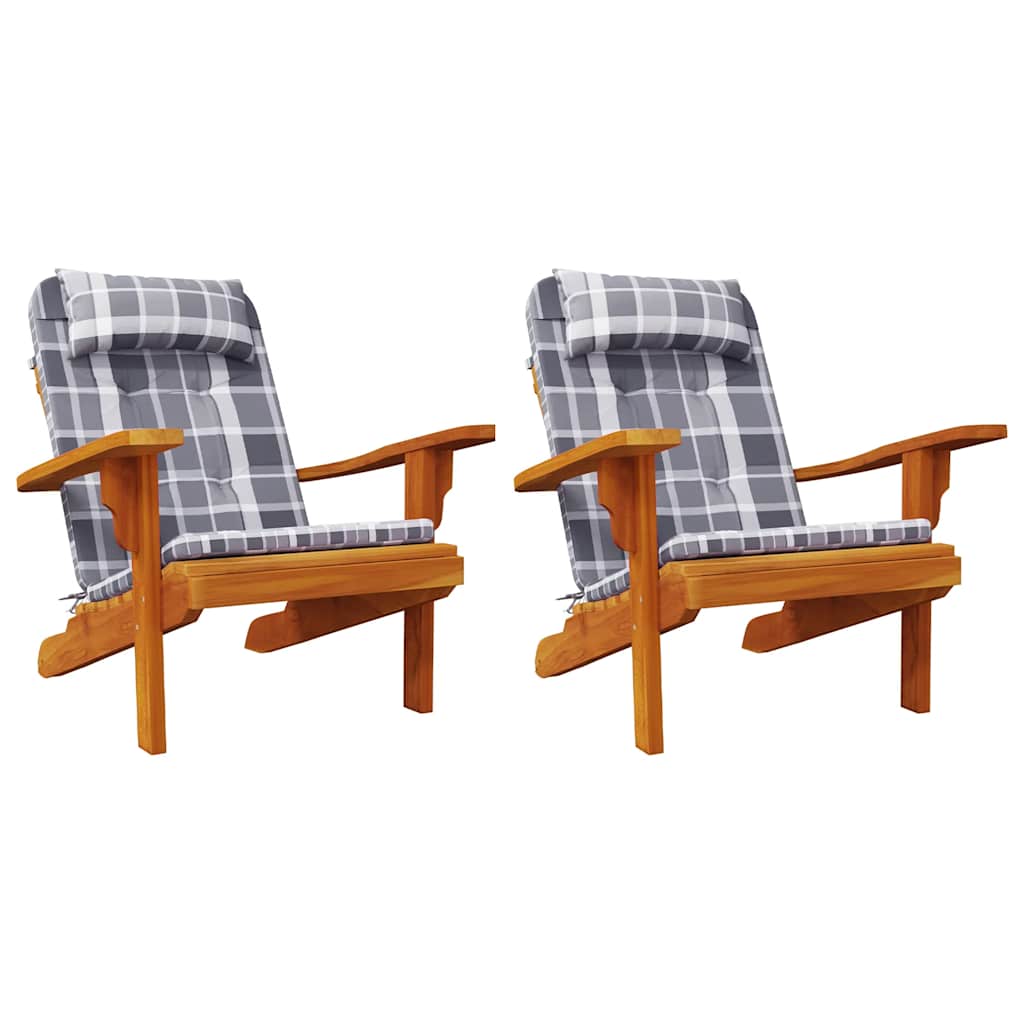 vidaXL Poduszki na krzesła Adirondack, 2 szt., szara krata, Oxford