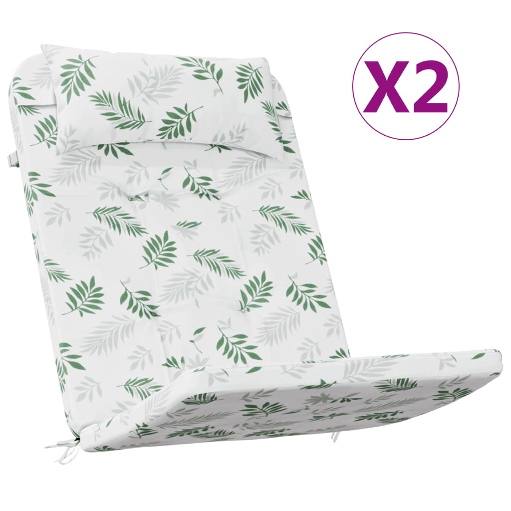 vidaXL Poduszki na krzesła Adirondack, 2 szt., wzór w liście, tkanina
