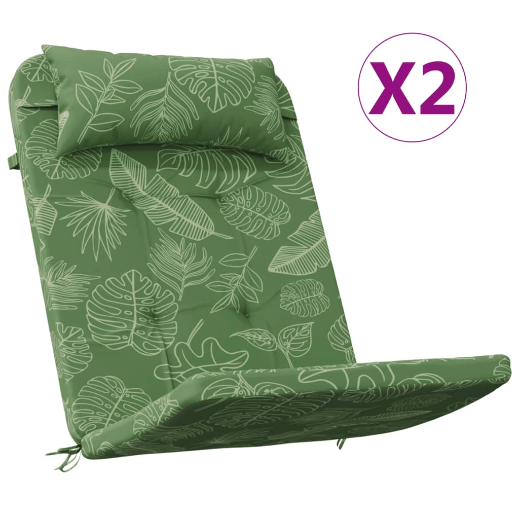 vidaXL Poduszki na krzesła Adirondack, 2 szt., wzór w liście, tkanina
