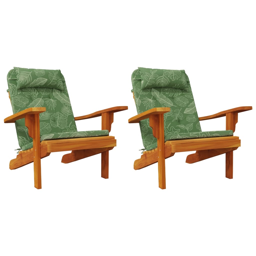 vidaXL Poduszki na krzesła Adirondack, 2 szt., wzór w liście, tkanina