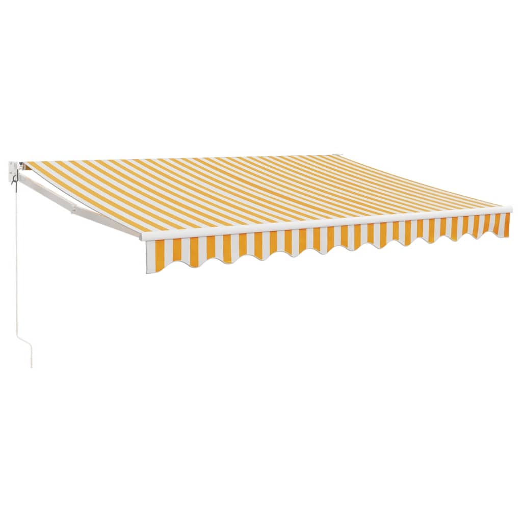 vidaXL Zwijana markiza, żółto-biała, 3,5x2,5 m, tkanina i aluminium