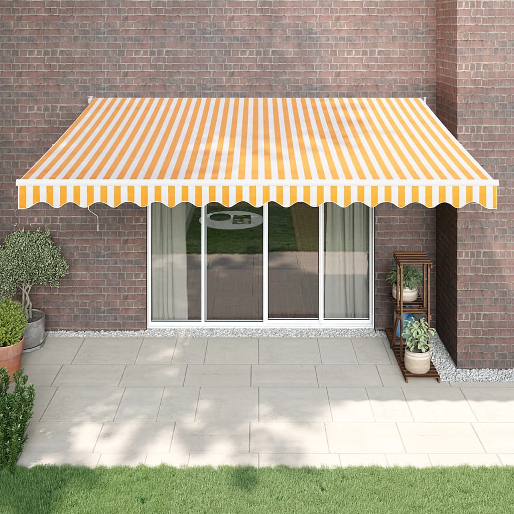 vidaXL Zwijana markiza, żółto-biała, 4,5x3 m, tkanina i aluminium