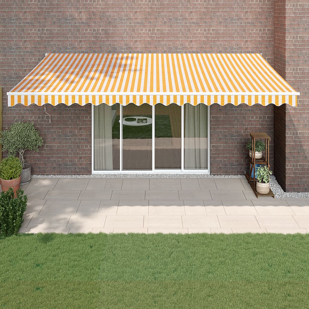 vidaXL Zwijana markiza, żółto-biała, 5x3 m, tkanina i aluminium