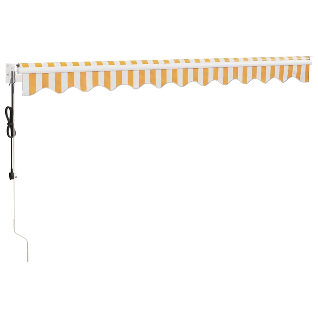 vidaXL Zwijana markiza, automatyczna, żółto-biała, 3x2,5 m