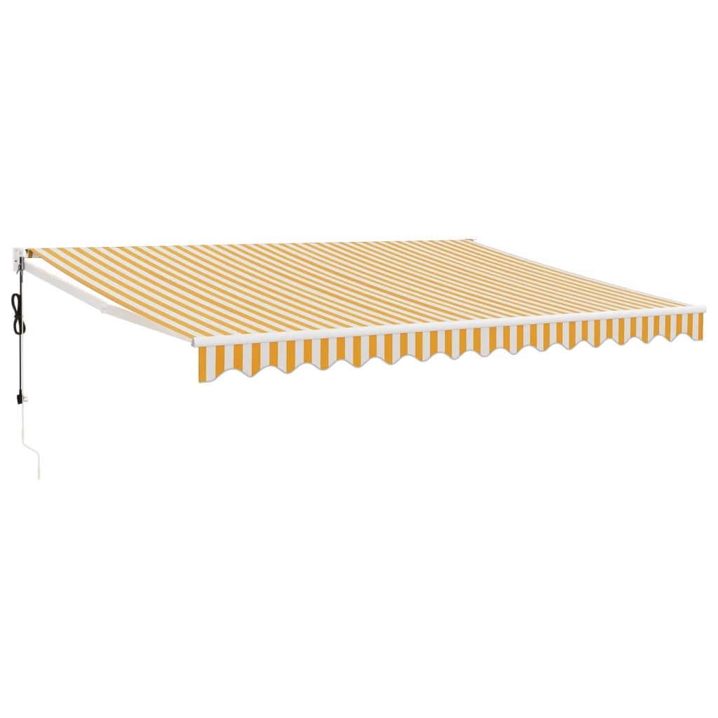 vidaXL Zwijana markiza, automatyczna, żółto-biała, 4,5x3 m