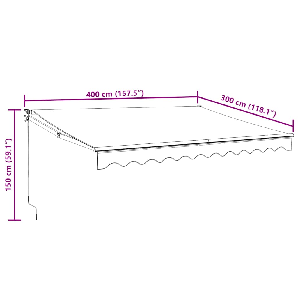 vidaXL Zwijana markiza, automatyczna, antracytowa, 4x3 m