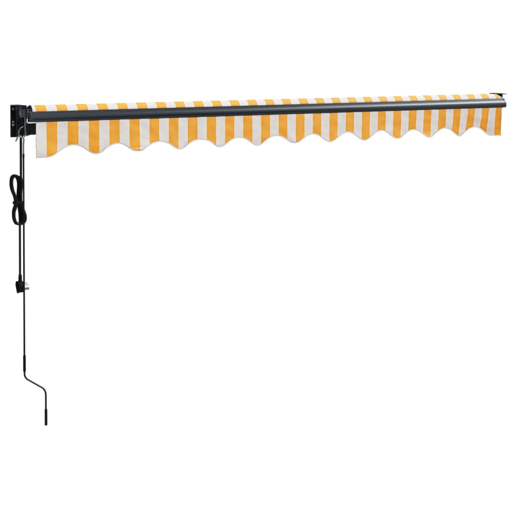 vidaXL Zwijana markiza, automatyczna, żółto-biała, 3x2,5 m