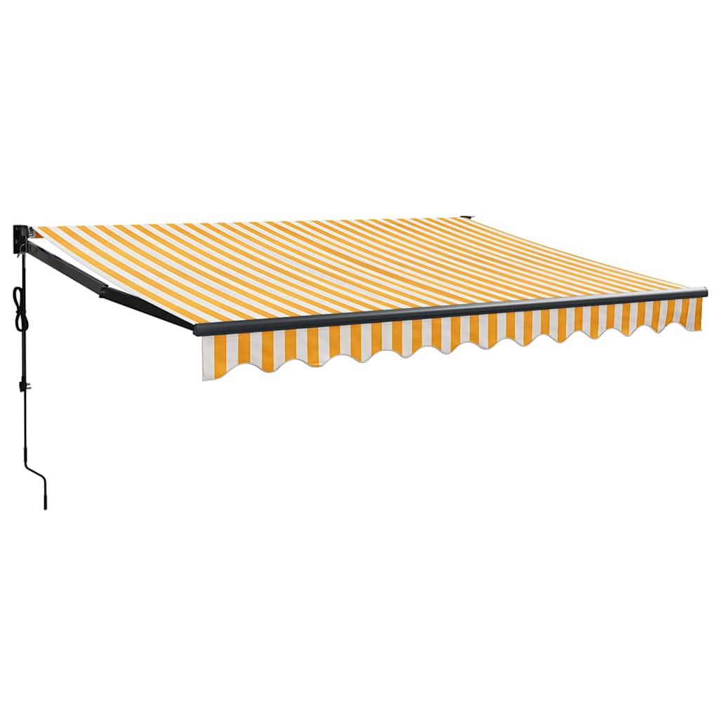 vidaXL Zwijana markiza, automatyczna, żółto-biała, 3,5x2,5 m