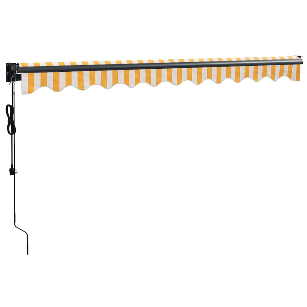 vidaXL Zwijana markiza, automatyczna, żółto-biała, 3,5x2,5 m