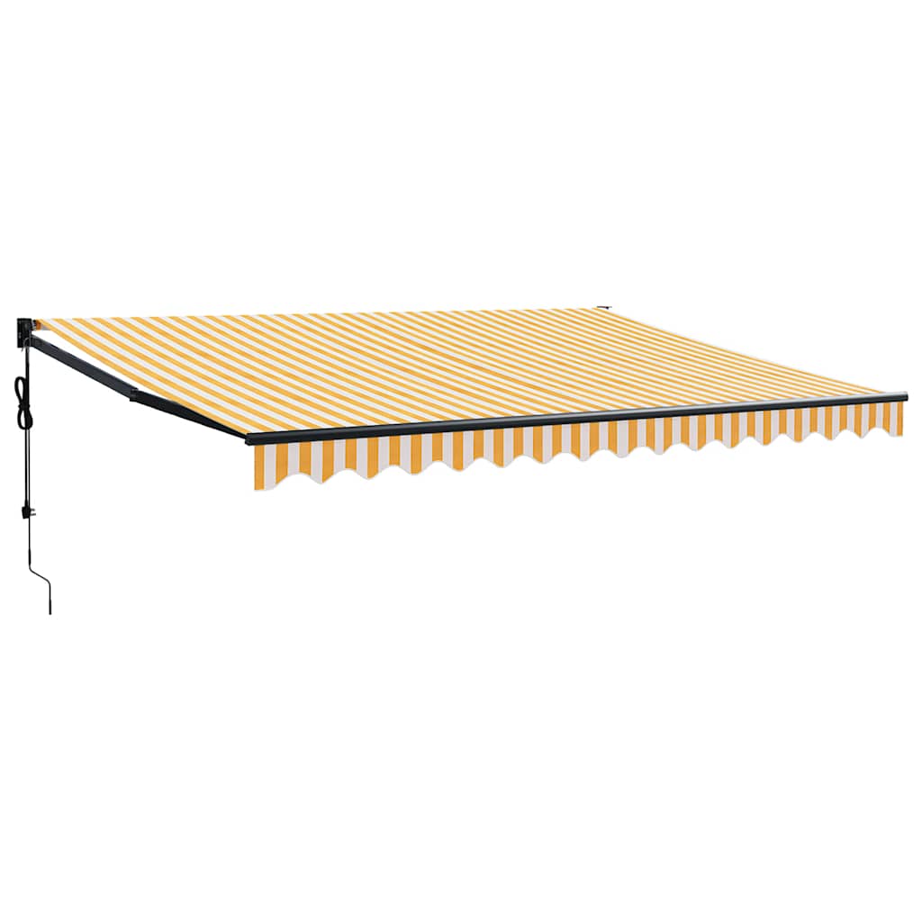 vidaXL Zwijana markiza, automatyczna, żółto-biała, 4x3 m